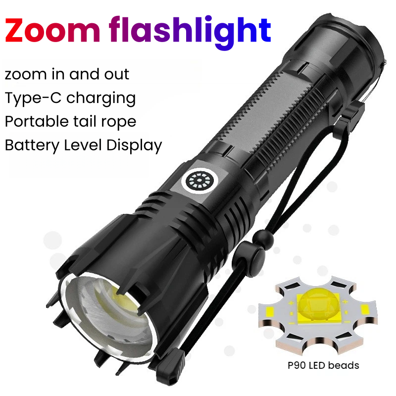 Hunting Outdoors - Senter LED P90 berdaya tinggi TYPE-C