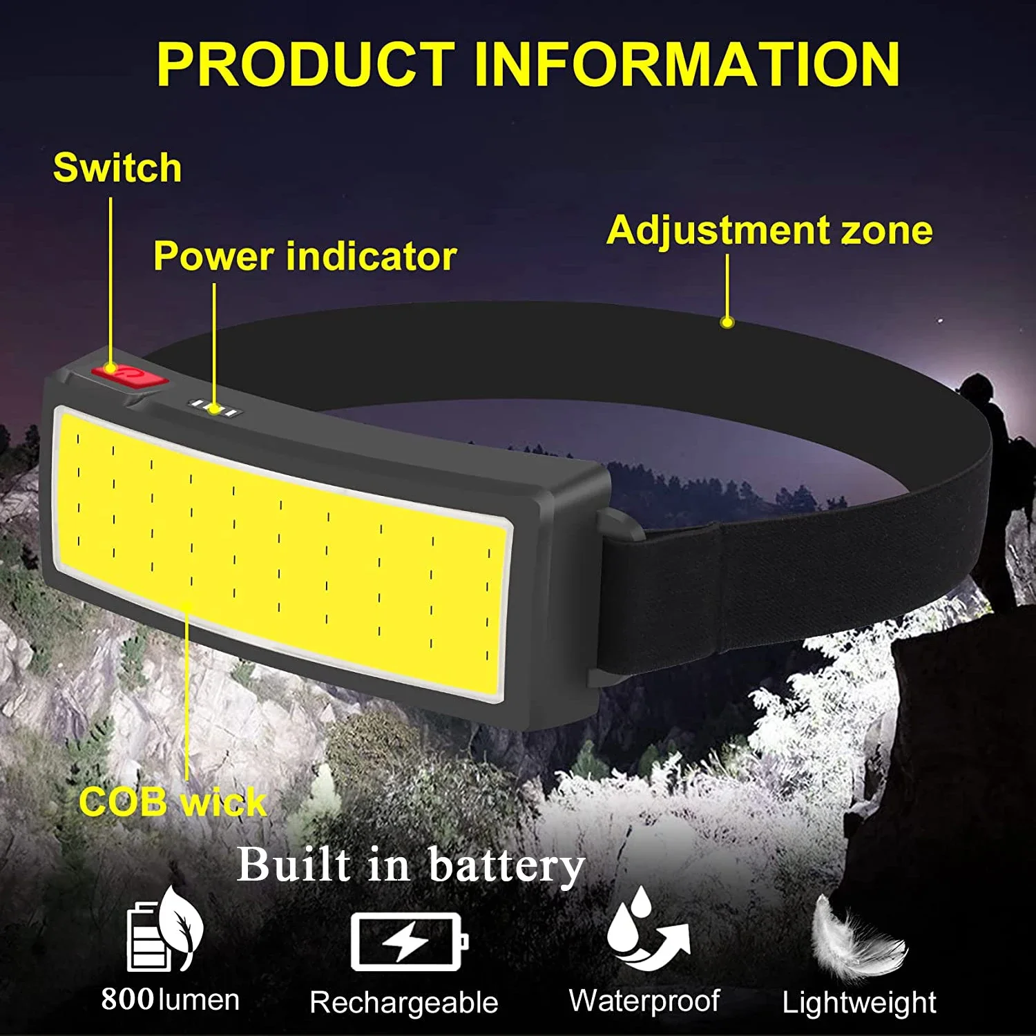 Lampu Depan LED Portabel COB L - Hunting Fishing Outdoor ulasan dan harga